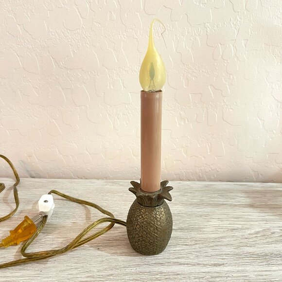 Vintage Brass Pineapple Candlestick Light Lamp Impulse Giftware - Picture 2 of 7